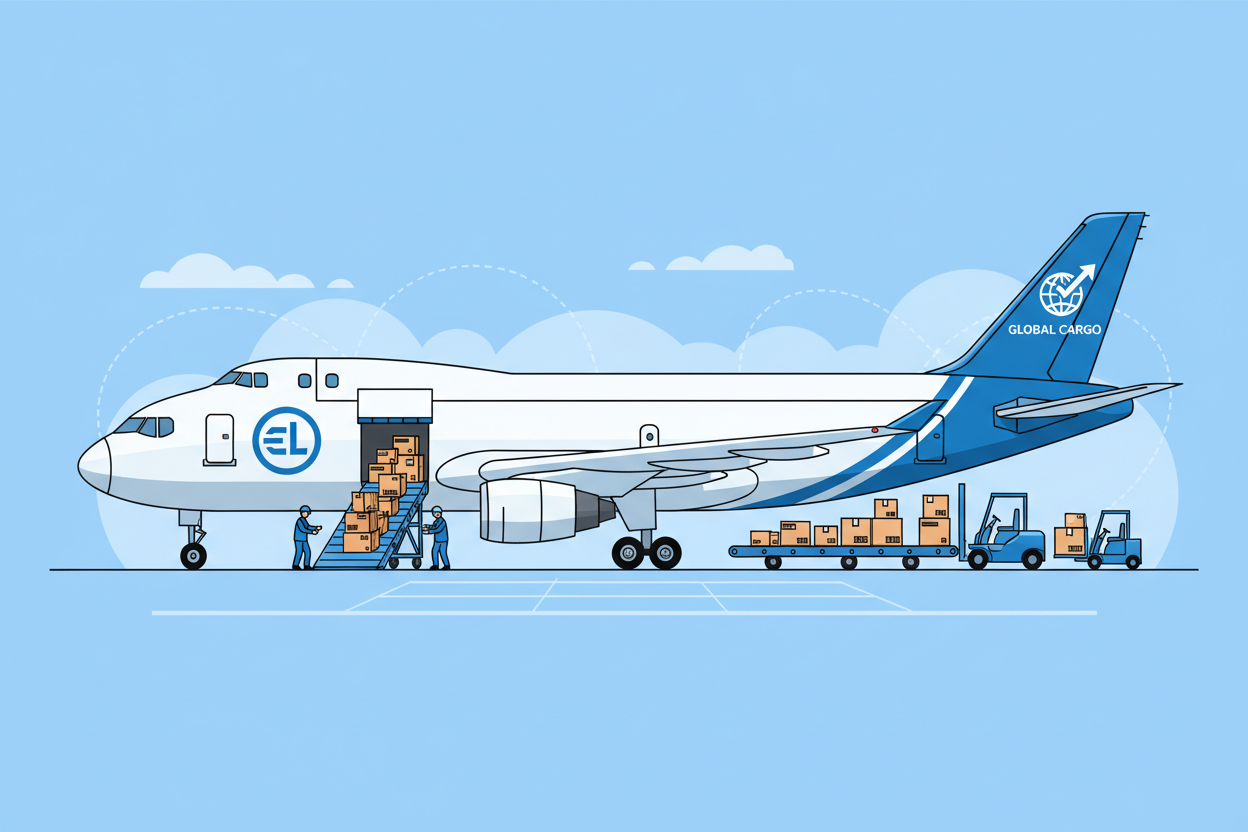 ilustración avión de encomiendas importación